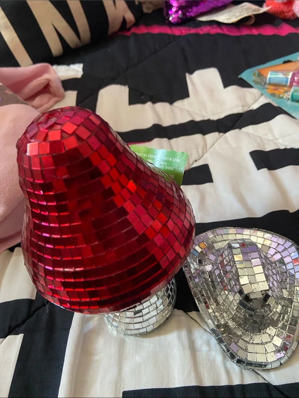 Sparkling Red Mosaic Mushroom Party Hat by